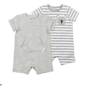 Mac & Moon Organic Cotton 2-Pack Romper, Baby Boy or Baby Girl/ 3M